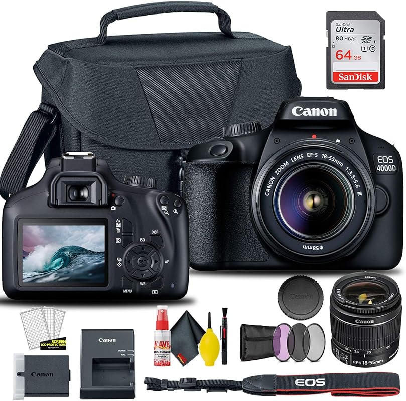 Canon EOS 4000D DSLR with 18-55mm Lens, 64GB Card & Accessory Kit (International Model)