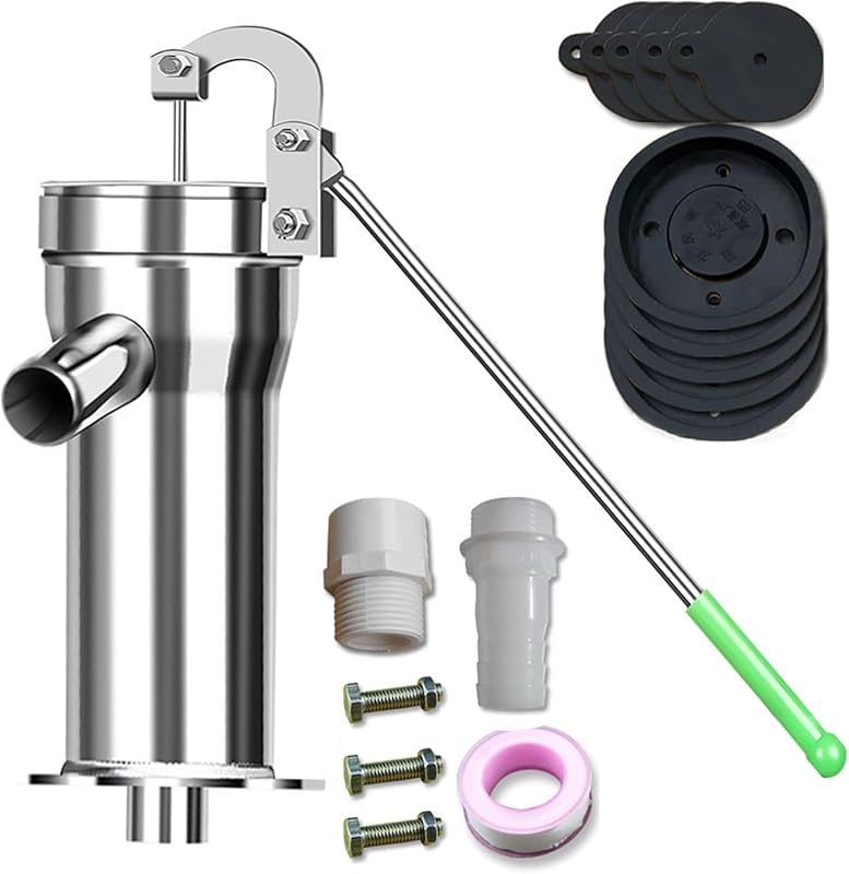 Classic Stainless Steel Hand Water Pump for Deep Wells, Home and Yard