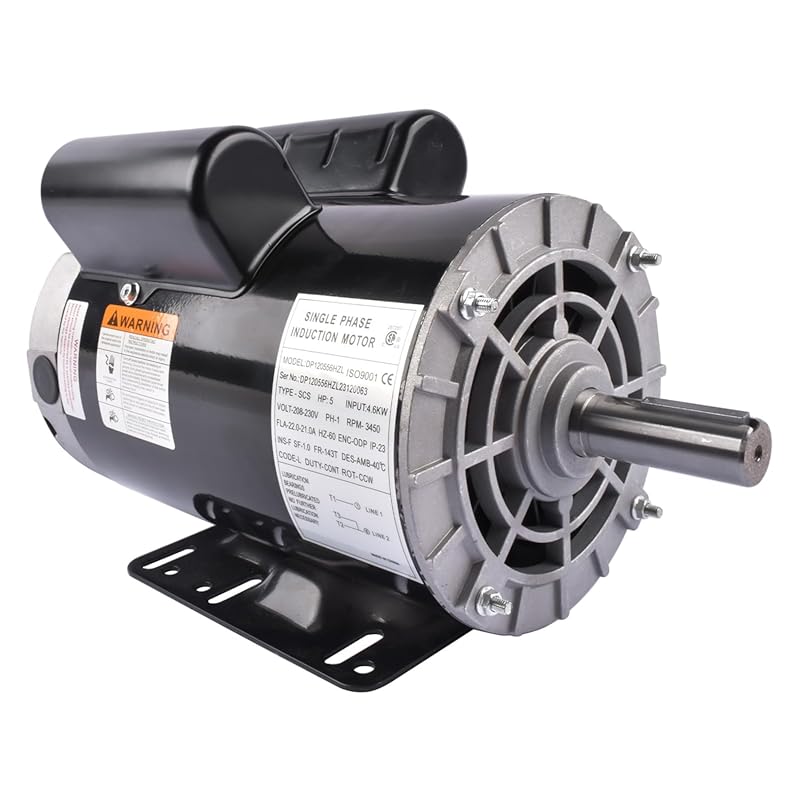 5HP Air Compressor Motor 3450 RPM, 230V 22A, 56HZ Frame, 7/8