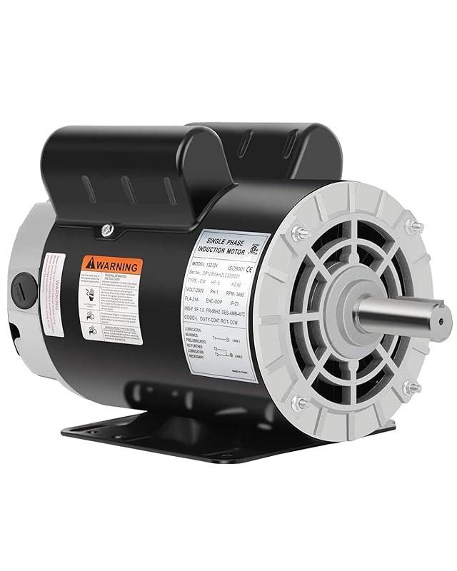 5HP Air Compressor Electric Motor 3450 RPM, 230V Single Phase, 56HZ Fr