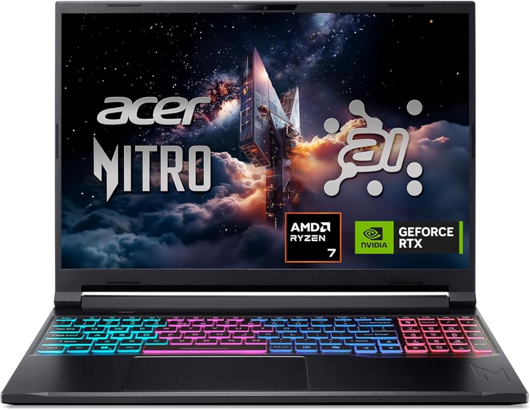 Acer Nitro V 16S AI Gaming Laptop with AMD Ryzen 7 8845HS, RTX 5060, 1