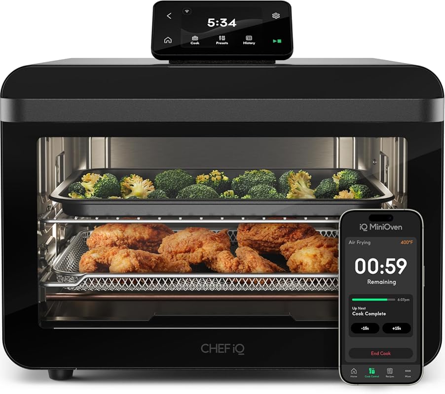 CHEF iQ MiniOven 11-in-1 Smart Countertop Oven with Air Fry, Bake, Broil & Dehydrate – 25 Qt, 1750W