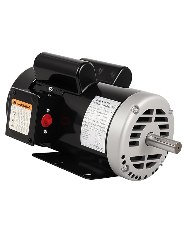 5HP Air Compressor Electric Motor 3450 RPM, 230V Single Phase, CCW/CW,