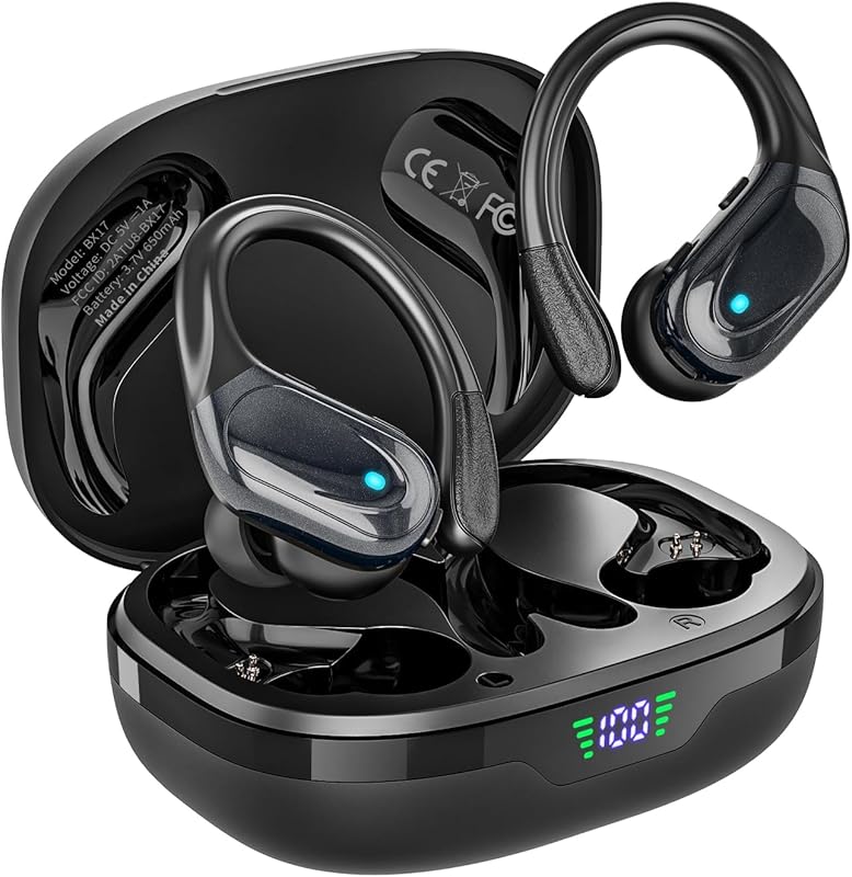 HAOYUYAN Sports Wireless Earbuds, 80H Playtime, LED Display, IPX7 Wate