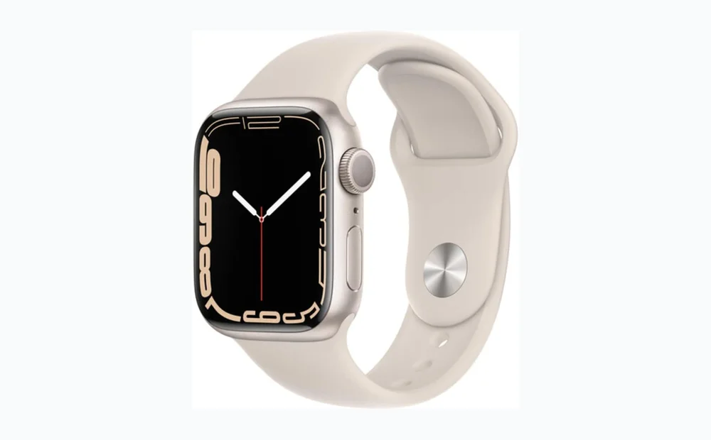 Apple Watch Series 7 (GPS, 41mm) Starlight Aluminum Case with Starlight Sport Band, Regular (Renewed)