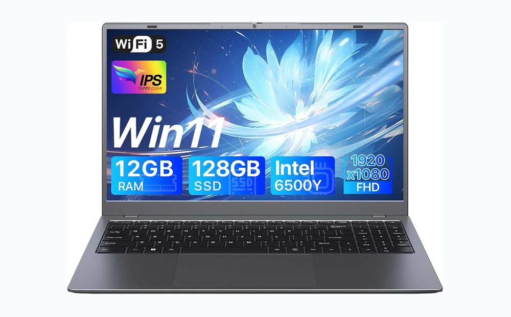 15.6 inch Laptop Computer, Laptop with 12GB RAM 128GB SSD Pentium Gold Processor (Up to 3.4GHz), 1080p IPS FHD Display, Type-C, USB 3.2, HDMI, WIFI5, BT5, Laptops for Business & Students, Gray