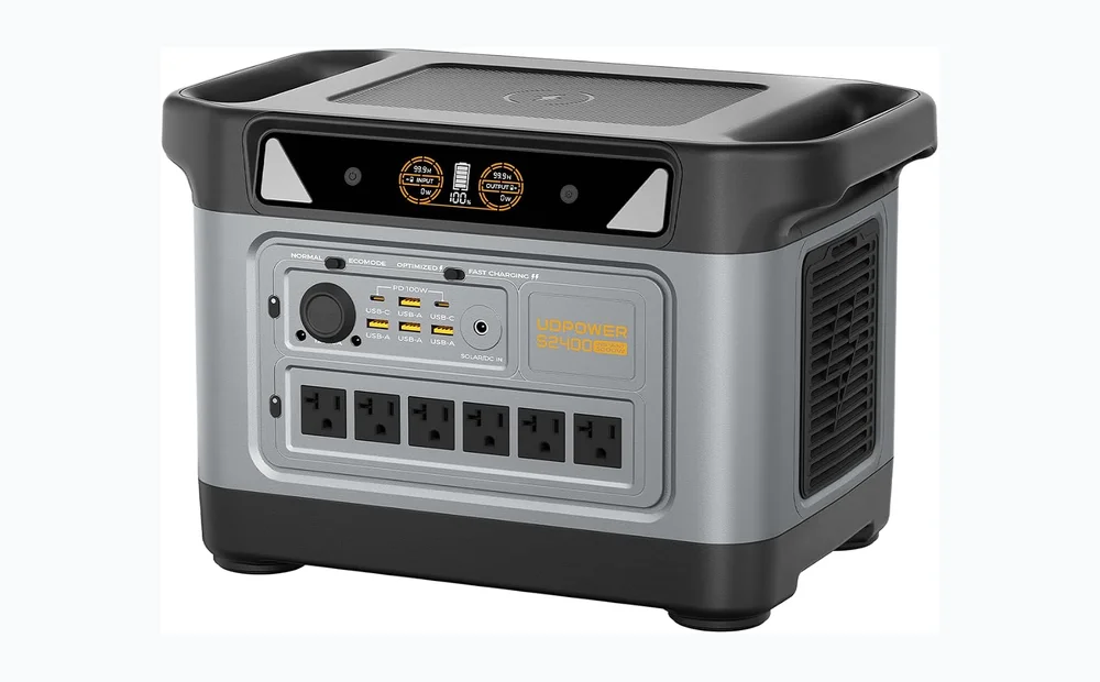 UDPOWER S2400 Portable Power Station(Solar Panel Option), 2083Wh LiFePO4, 2400W (Surge 3000W) UPS, 6 AC Outlets, Solar Generator for RVs Camping Emergency, Home Backup (One Unit(AS2400))