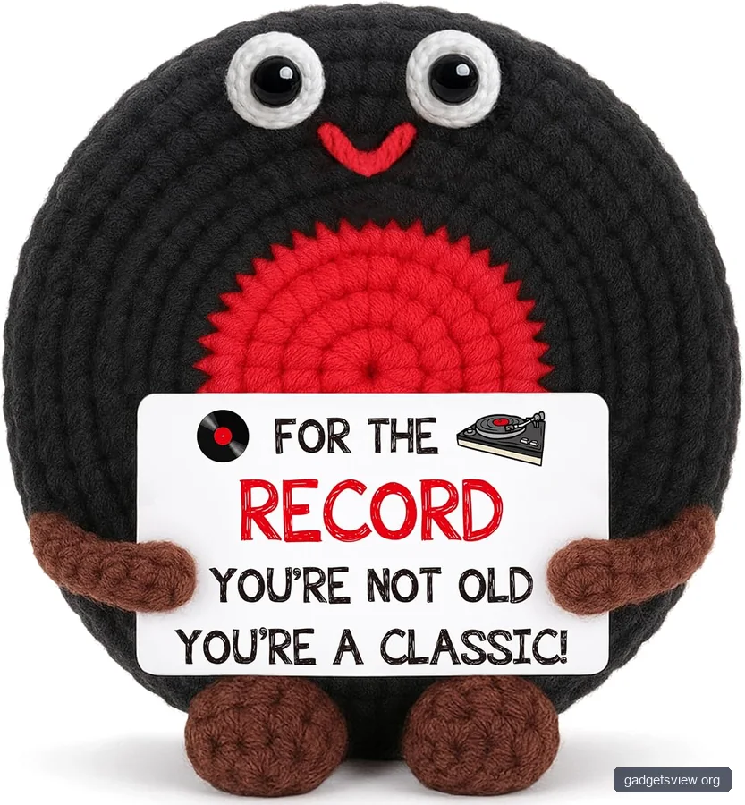 Vinyl Record Birthday Gifts for Men Boyfriend Music Lover Gifts for Him Teens Boy, Anniversary Man Gift for Him Husband, Christmas Appreciation Gift for Coworker Boss Handmade Crochet Vinyl Record