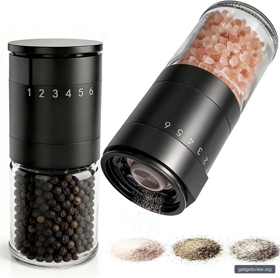 Manual Salt and Pepper Grinder Set, 3.5 oz Pepper Grinder with Base Cover