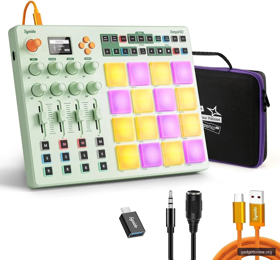 Synido TempoPAD C16 Wireless MIDI Pad Controller, Beat Maker Machine Pad