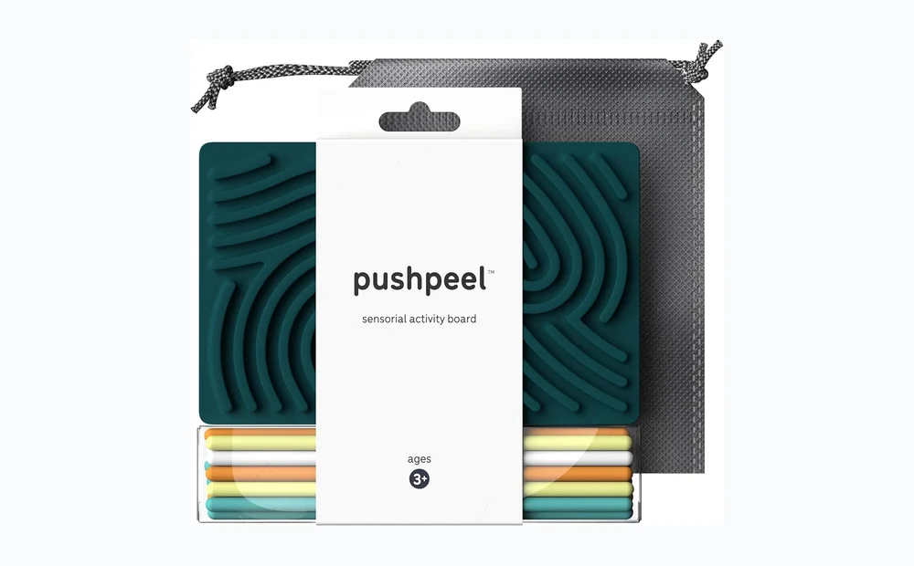 Pushpeel Sensory Activity Board: Silicone Fidget Toy for Calming, Stress, Anxiety, ADHD & Autism | Silent, No Mess | Kids 3+ & Adults | Includes Portable Travel Bag & 11 Strings